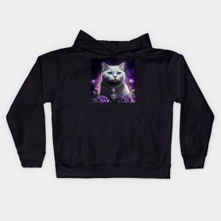 Beautiful White British Shorthair Cat Kids Hoodie